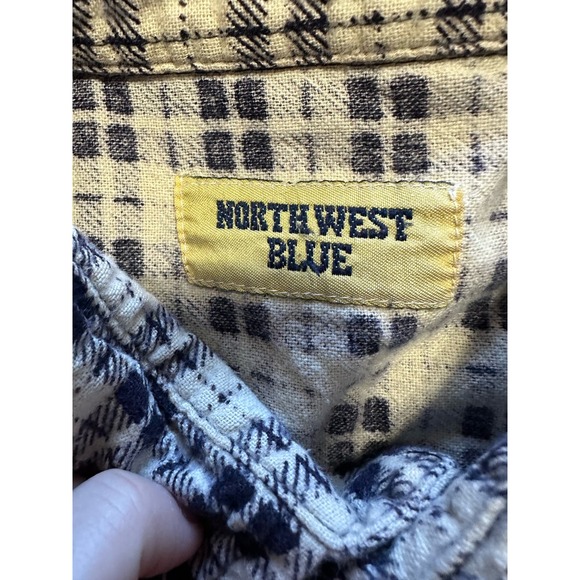 Northwest Blue Beige and Blue Plaid Pearl Snap Button Down Size XXL - Picture 4 of 7
